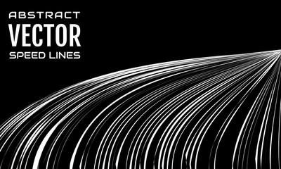 Speed lines background with space for text. Effect motion lines for comic book and manga. Rays with effect explosion. Template for web and print design. Black and white vector illustration