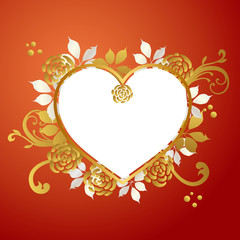 heart frame with roses background