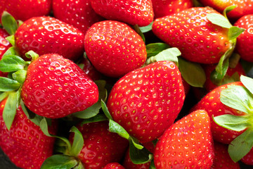 Red and juicy seasonal strawberries