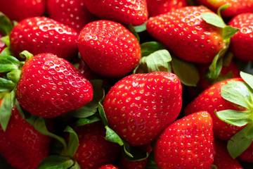 Red and juicy seasonal strawberries
