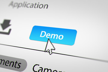Mouse Cursor Clicking "Demo" Button on Monitor Screen