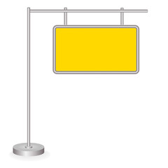 Blank yellow traffic road sign on white background. Vector illustration