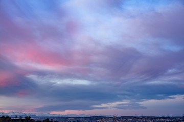 cloudy sky before sunrise in the south of France