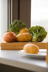 brocoli potatoes and onion fresh veggies