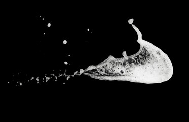 White bubble foam splash explosion in the air on black background,freeze stop motion photo object design - obrazy, fototapety, plakaty