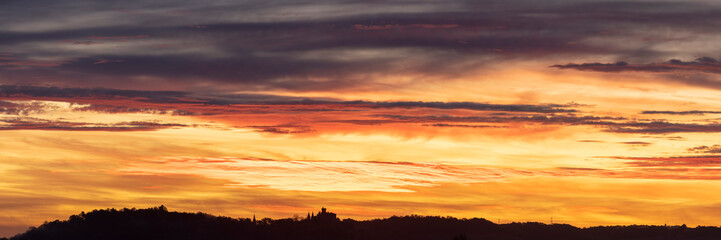 beautiful sky at sunrise in the south of France
