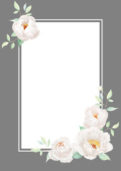 Set of card with flower peony, leaves. Wedding ornament concept. Floral poster, invite. Decorative greeting card or invitation design background
