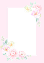 Set of card with flower camellia, leaves. Wedding ornament concept. Floral poster, invite. Decorative greeting card or invitation design background