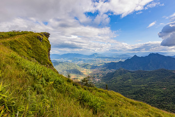 Small village in the middle of the valley in Laos, when viewed from the Thai side