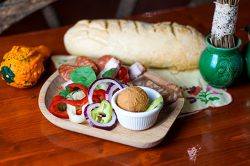 Breakfast food in a restaurant
