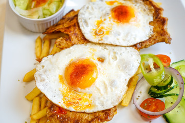 Breakfast food in a restaurant