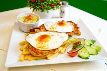 Breakfast food in a restaurant