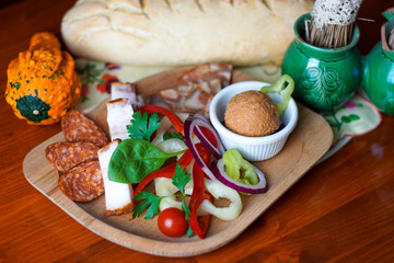 Breakfast food in a restaurant