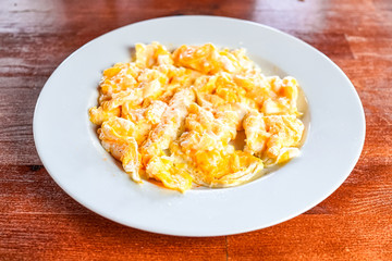 Breakfast food in a restaurant