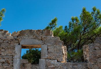 Fototapeta na wymiar Architektur Details von alten griechischen Mauern auf der Insel Kos Griechenland