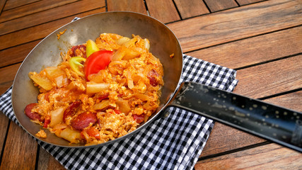 Breakfast food in a restaurant