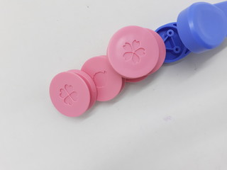 Various Stylish Beautiful Modern Girly Letter Press Stamp for Decorative Accessories in White Isolated Background 