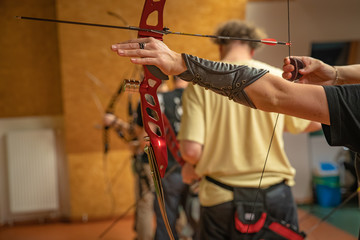 sports archery at the shooting range, competition for the most points to win the cup