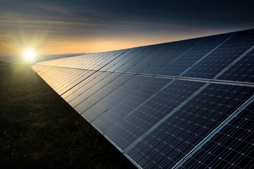 Photovoltaic panels at sunset