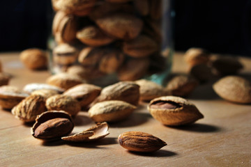 Almond with shell close-up