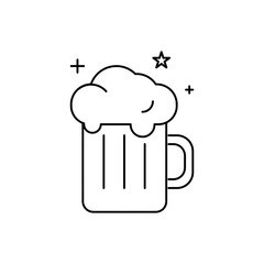 Beer icon. Alcohol. Outline thin line flat illustration. Isolated on white background. 