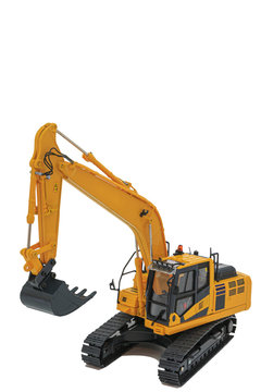  Yellow excavator   model with isolated on  a white background