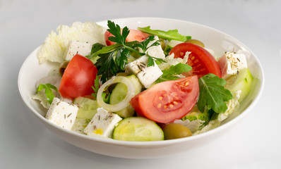 Greek Salad, Horiatiki or Village Salad with Feta Cheese
