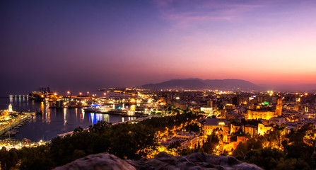 Fototapeta premium malaga at dusk after sunset