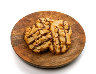 Peanut Cookies with Chocolate Isolated on White Background