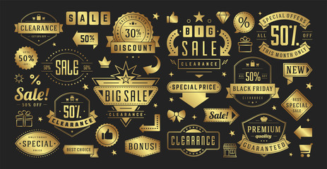 Sale banners special offers templates and discount stickers design elements set vector illustration. - obrazy, fototapety, plakaty