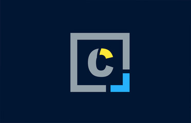 blue yellow letter C alphabet logo design icon for business