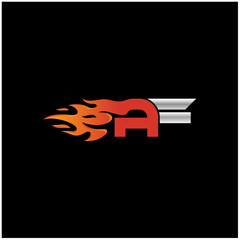 Initial Letter AF Logo Design with Fire Element 