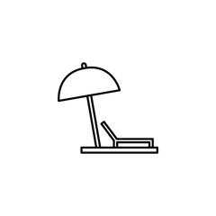 beach chair with umbrella line style icon