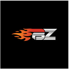 Initial Letter BZ Logo Design with Fire Element 