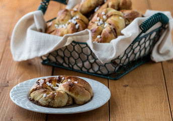 Swedish Cinnamon buns with pearl sugar.