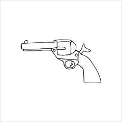 Hand drawn gun Isolated on a white background. Vector illustration