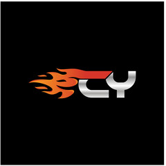 Initial Letter CY Logo Design with Fire Element 