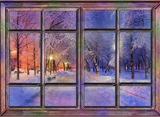 frozen window view the night before christmas