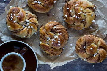 Swedish cinnamon buns with pearl sugar.