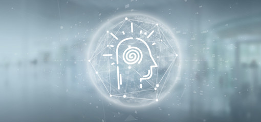 Conscious head icon on a color background