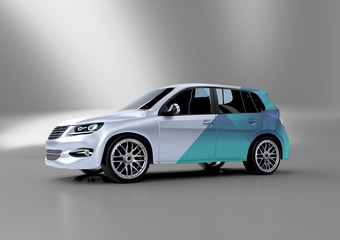 Mock up of a car on a studio background - 3d rendering