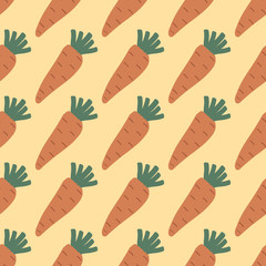 Seamless pattern with carrots in cartoon style. Vector