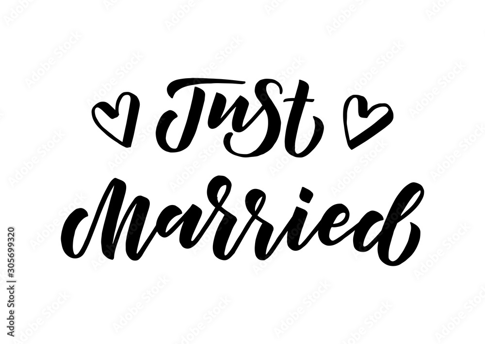 Wall mural Just married hand drawn lettering - Wall murals