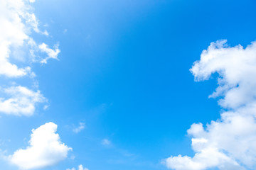 Nature Bright blue Sky with white clouds on blackground. Beautiful sky and clouds in the afternoon.