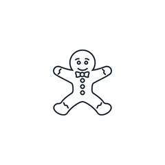 gingerbread man creative icon. line simple illustration. From christmas icons collection. Isolated gingerbread man sign on white background