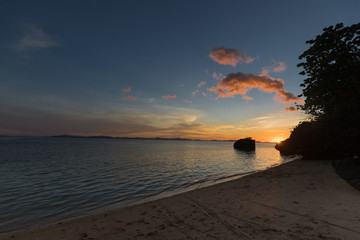 Sunset on beach at Coron Island, Philippines