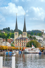 View of historic city center. Lucerne, Switzerland.