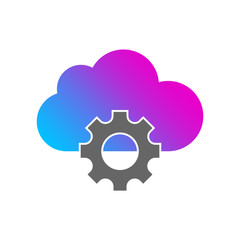 Cloud storage settings linear icon. Thin line illustration. Web hosting preferences. Cloud computing with cogwheel contour symbol. Vector isolated drawing. EPS 10