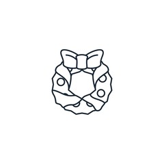 Obraz premium christmas wreath creative icon. line simple illustration. From christmas icons collection. Isolated christmas wreath sign on white background