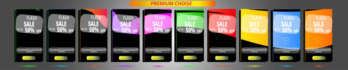 Set abstract mobile for flash sale banners. Flash sale special offer set. Sale banner template for your design vector.